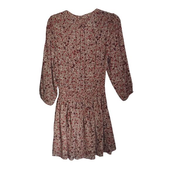 Sundry Evereve Womens Sz 1 (S) Ditsy Floral Smocked Long Sleeve Dress Dahlia Red - Picture 9 of 9